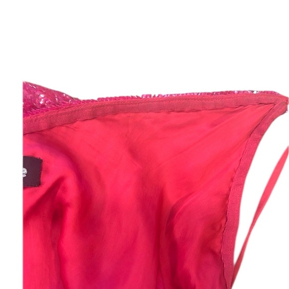 Retrofete Claire Beaded Sequin Mini Dress Size Large Hot Pink With Tie Waist - Picture 14 of 15